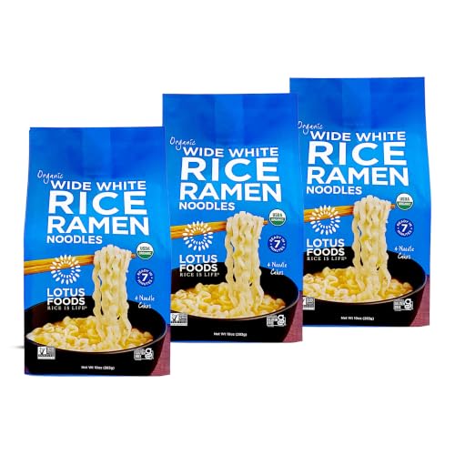 Lotus Foods Wide White Rice Ramen Noodles - 10 Oz 4 Pack (Pack of 3)