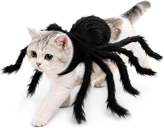 Halloween Spider Costume for Dogs & Cats, 2027 New Adjustable Velcro Pet Outfit, Halloween Spider Themed Pet Costume Halloween Decorations，with Fur：M