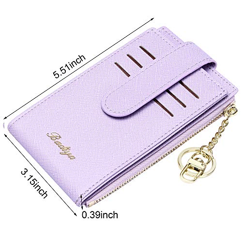 Image of Badiya Slim Women Wallet RFID Blocking Bifold Compact 9 Card Slots Holder Wallets Soft Leather with Zipper Coin Pocket 2 ID Window