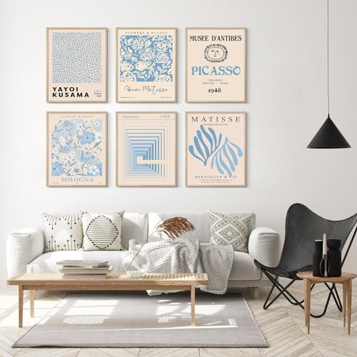 Image of Habseligkeit Blue Master Wall Art Prints, Abstract Matisse Wall Art Exhibition Posters, Vintage Art Art Prints, Retro Room Decor for Aesthetic Bedroom(8x10inch, Unframed