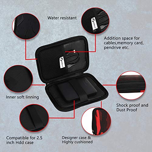 Image of WD HDD Hard Case /Cover /Pouch for 2.5 inch Portable Hard Drive (for Seagate, Toshiba, WD, Sony, Transcend, Lenovo, Adata) (RED Army)