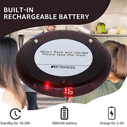 Retekess Td163 Pager System,Restaurant Buzzers Long Range,Set Vibration,Dual Charging Base,20 Coaster Pagers For Hospital,Kitchen,Medical Office,Nursery #TOP2