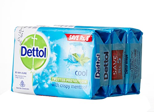 Image of Dettol Cool with Crispy Menthol Soap, 125g (Pack of 3) Save Rs 5