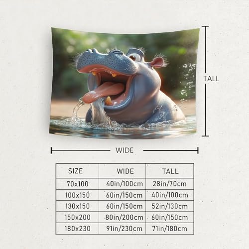 Tenture murale 3D Hippopotame en polyester doux premium - 6