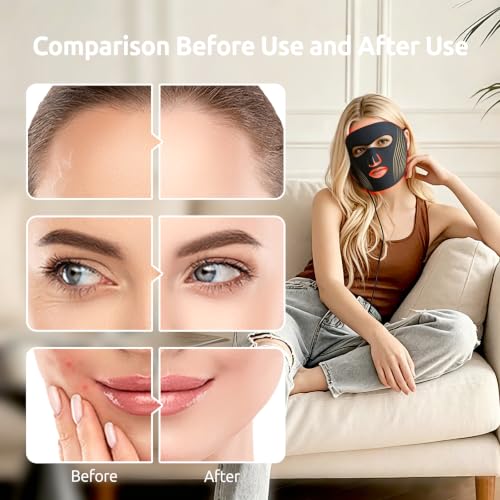 Red Light Therapy Mask for Face,Infrared Red Light Therapy Mask,Ideal for Facial Wrinkles, Acne, and Uneven Skin Texture.LED Therapy Mask,Ideal for Home, Work,Travel & Yoga,Black - Image 1