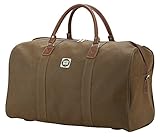 KURZURLAUB: Die großräumige Schultertasche mit Reißverschluss im klassisch braunen Lederlook ist mit ihren 55 x 26 x 33,5 cm sowie 45 Liter Volumen ideal für den Wochenendtrip geeignet