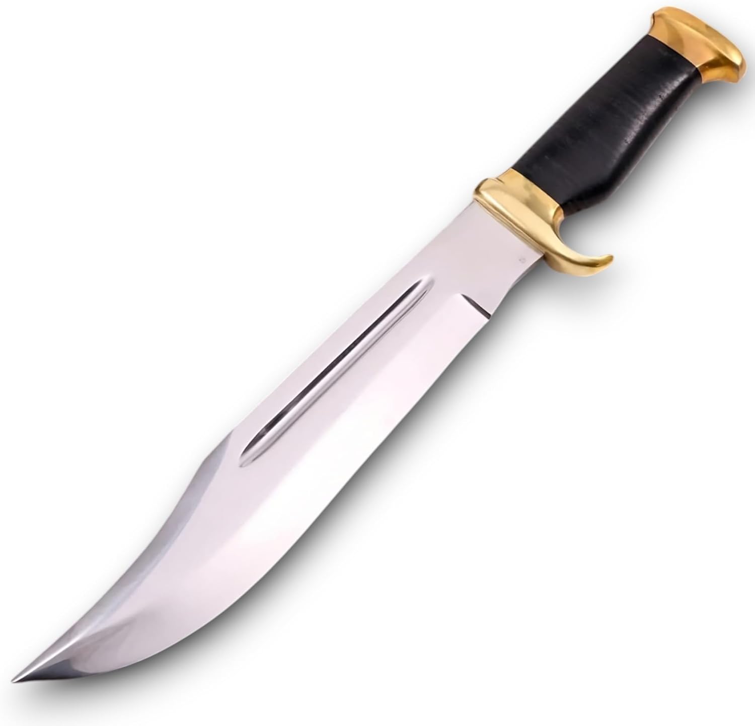 Dundee Deep black Handle Full Tang 440C Steel Mirror Polish HRc 58 With Black Leather Sheath Hunting Knife, Hunting Knives, Hunting Bowie Knife, Historical Replica Bowie Knife, EDC Knife
