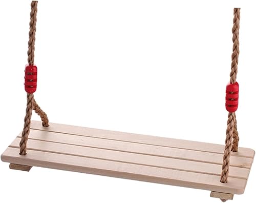 Miniatura 7 de Juego de columpios de madera con asiento antideslizante y cuerda de nailon grueso para adultos, columpio colgante para interiores y exteriores, para