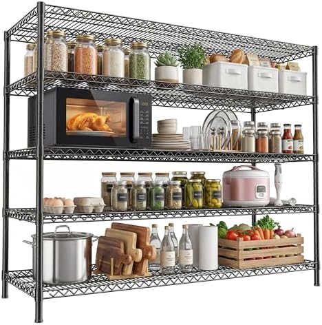 REIBII 55.5" W Storage Shelves 3200LBS Metal Shelving 5 Tier Wire...