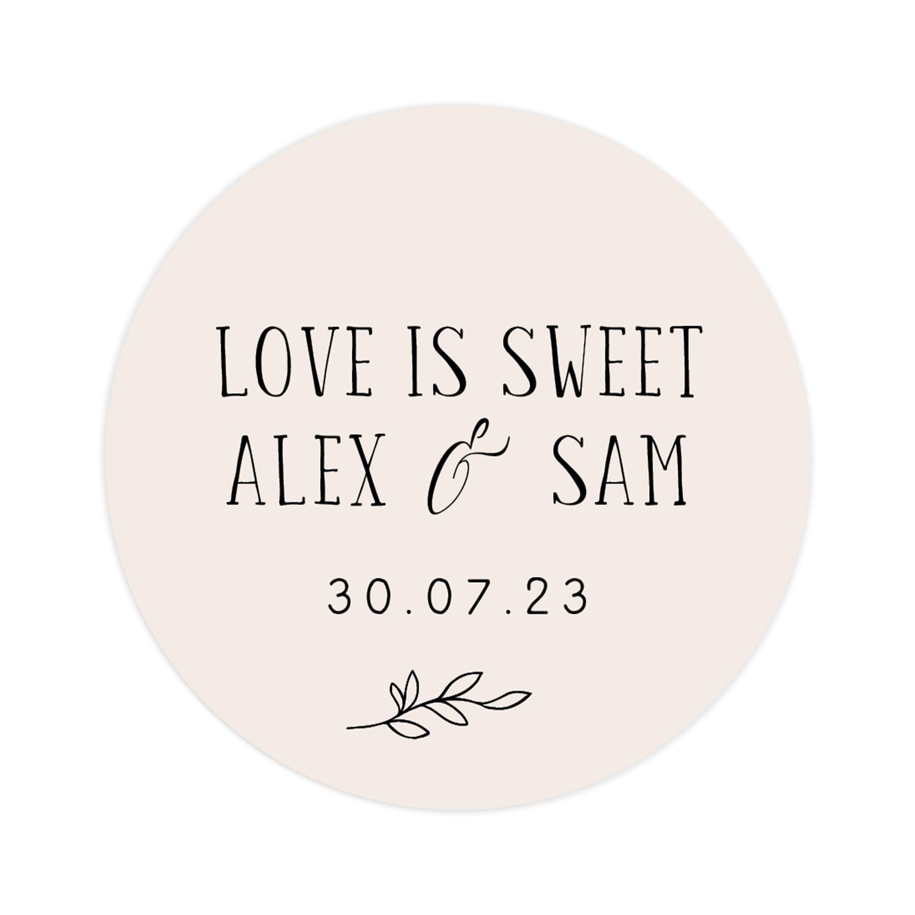Personalised love is sweet take a treat wedding stickers | wedding labels | favor sticker | wedding favors thank you stickers | 35 round stickers - per sheet (Champagne)