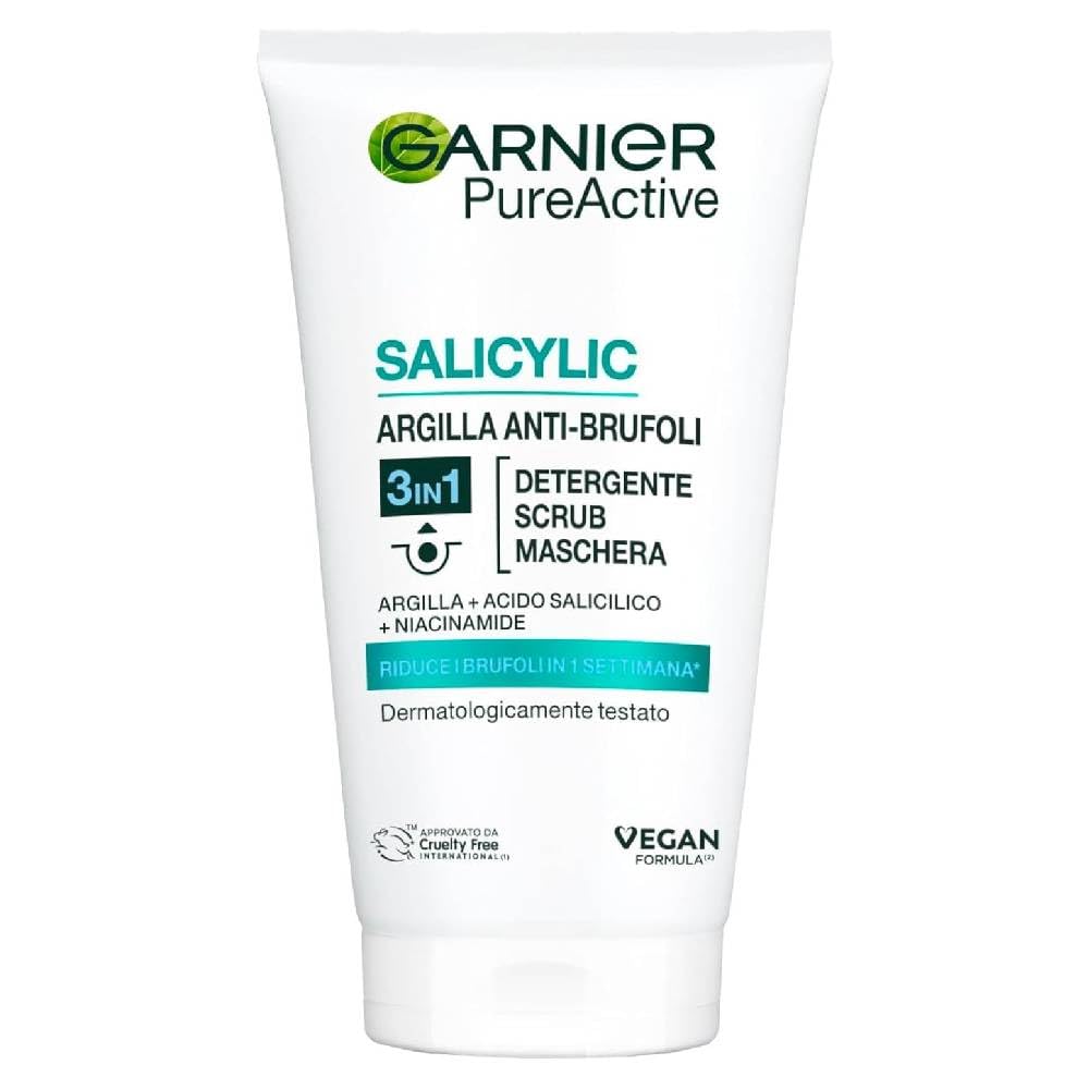 Garnier Czysta Skóra 3w1 Żel myjący peeling maseczka, cera tłusta z niedoskonałościami, 150 ml