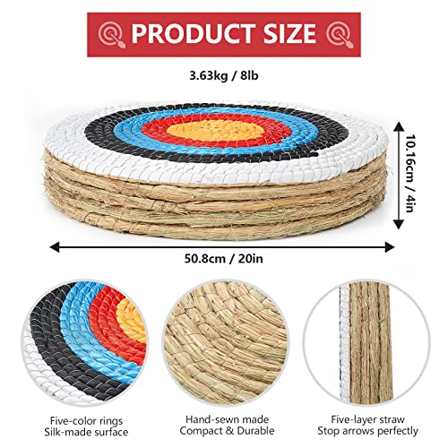 Swatlo Archery Targets For Backyard 20 Inch Traditional Hand-Made Round Straw Archery Target Bow & Arrow Target For Archery Practice (5 Layer Black) #TOP1