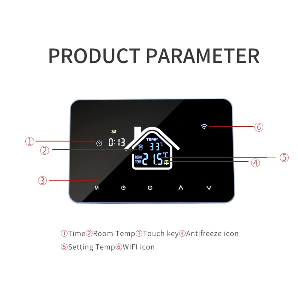 Aoresac Smart Thermostat Temperaturregler, Elektroheizung LCD Display Touchscreen Wochenprogrammierbare Elektrische Fußbodenheizungs Thermostate für Haus Schule Büro Hotel
