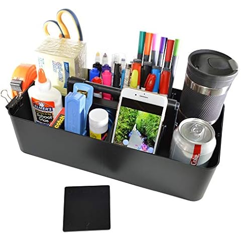 Enjoy Organizer- Plastic Portable Craft Storage Organizer Caddy Tote, DIY Divided Basket Bin with Handle for Craft, Sewing, Art Supplies - Holds Paint Brushes, Colored Pencils - Made In USA Cover