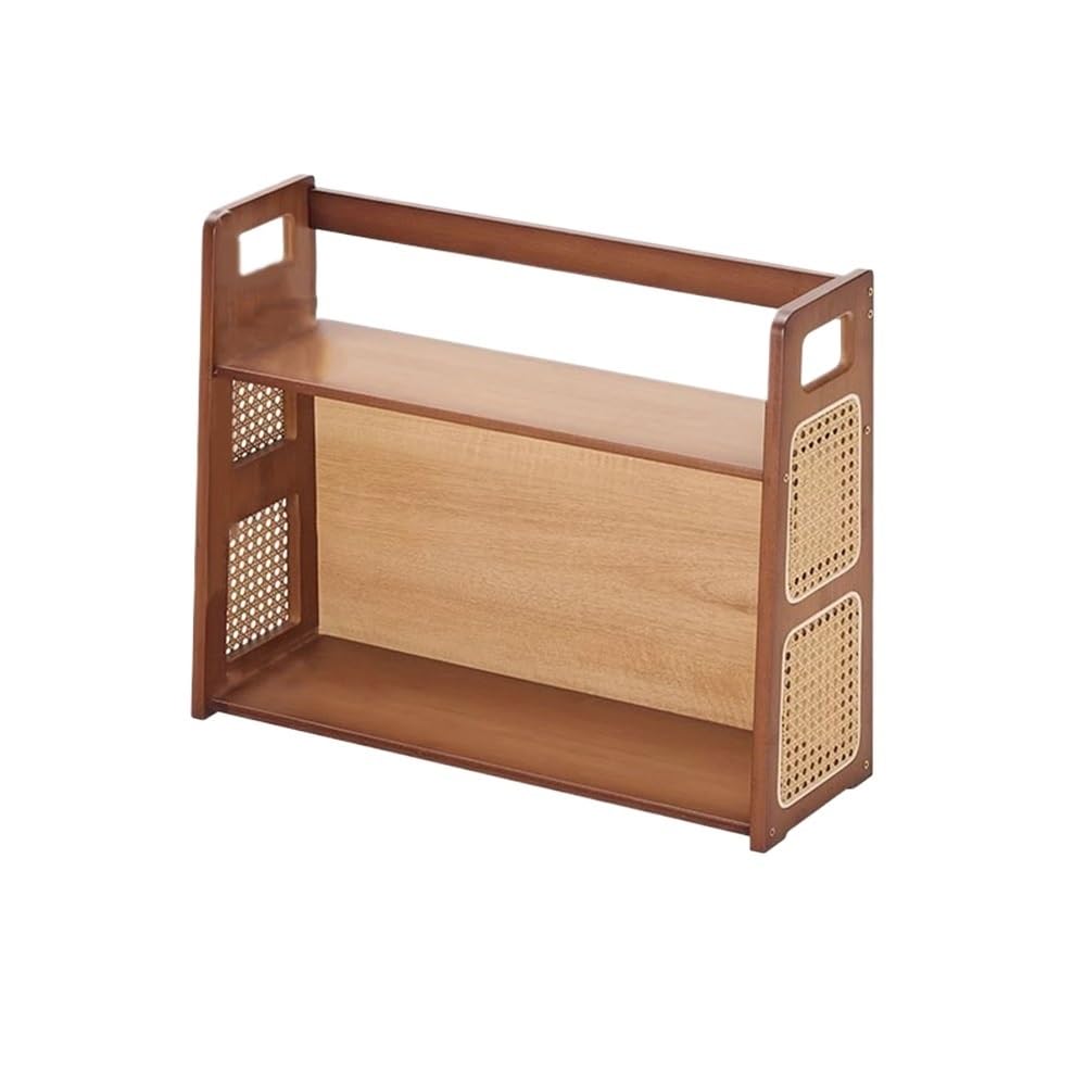 AYCDL Bookcase Bamboo Open Type Desktop Bookshelf, Rattan Woven Home Desk Storage, Office Supplies Storage Display Shelf Desk Tidy Organiser Display Shelf,size_name-L70xW20xH47 cm