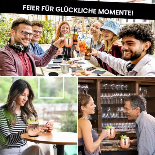 Foto von RYLIFEOGI Moscow Mule Becher Kupfer 2er Set, Handgemacht Cocktail Tasse