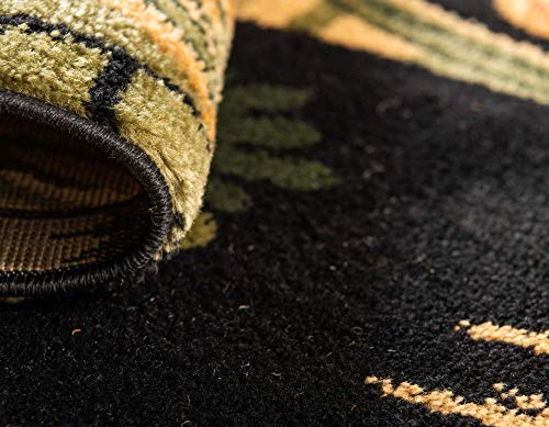 Image of Unique Loom Barnyard Collection French Country Cottage Roosters Black Round Rug (8' 0 x 8' 0)