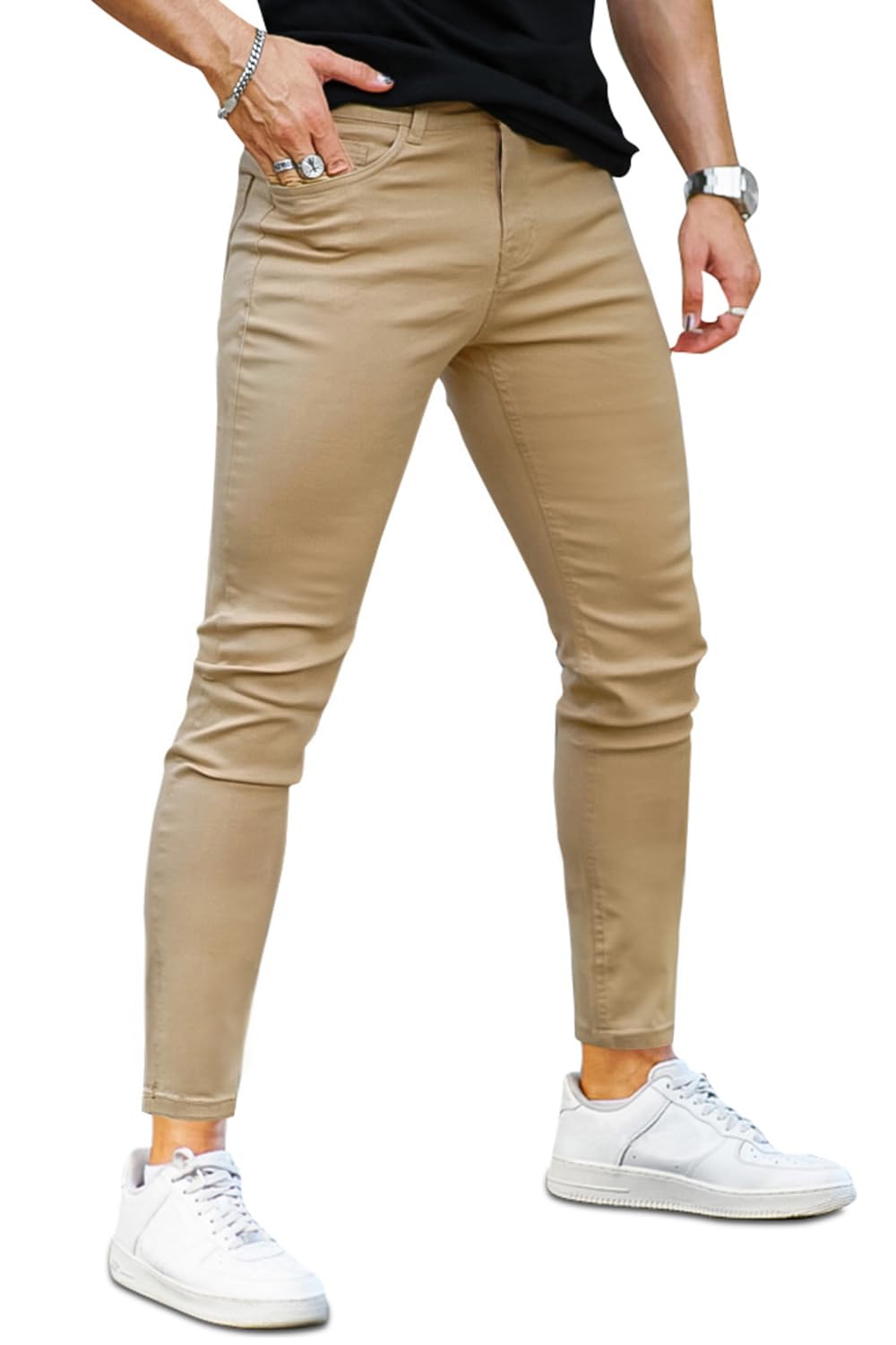 GINGTTO Homme Jeans Skinny Elastique Denim Pantalon Slim Fit Super Stretch Jean