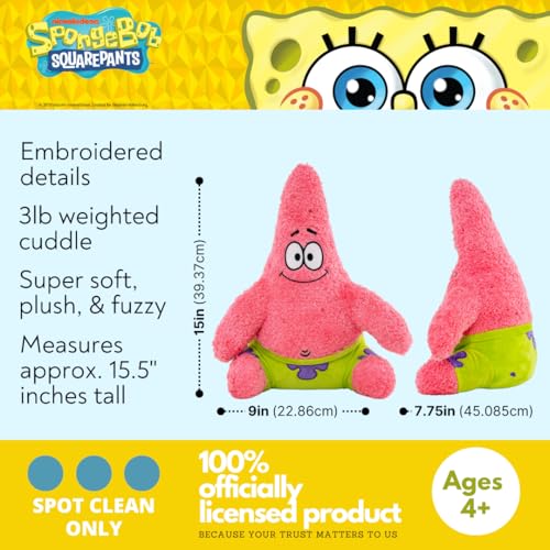 Image of Spongebob Squarepants Patrick Star Bedding Super Soft Plush Calming 3Lb Weighted Cuddle Pillow Buddy, Comfort Pillow, (100% Officially Licensed Product) by Franco Calm