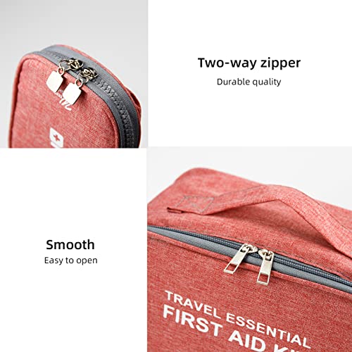 Topasion Empty First Aid Bags, Travel Medicine Bag, Medical Supplies Organizer Bag, Portable Kit For Traveling, Car, Home, Camping, Office, Hiking, Outdoor (Cationic Wine Red) #TOP4