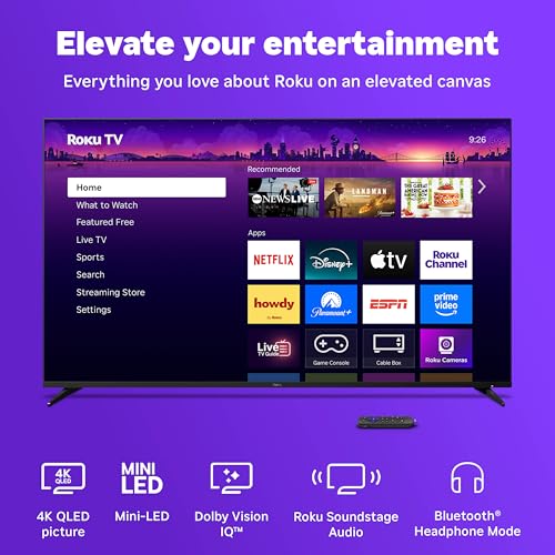 Image of Roku Smart TV - 65-Inch Pro Series, Mini-LED TV - RokuTV with Backlit Voice Remote Pro - Flat Screen 4K QLED Television with 120Hz Refresh Rate & Dolby Vision IQ, Live News, Sports, Entertainment