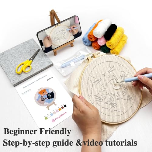 Image of Punch Needle Kit for Adult Beginner, 2-Pack Puppy & Cat Punch Starter Set with Instructions - Yarn Needle Punch Craft for Xmas Gift Idea & Home Wall Decor