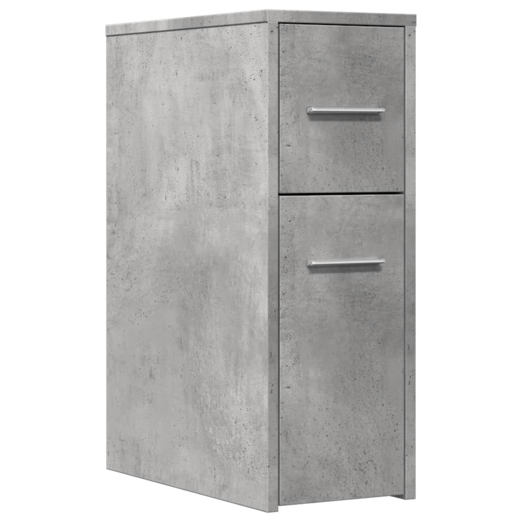 vidaXL Armadietto da Bagno Stretto con Ruote Grigio Cemento Truciolato