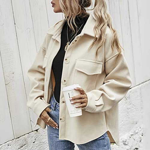 Lu's Chic Women's Long Sleeve Shirt Western Fashion Thick Fleece Button Up Oversized Shacket Jacket2