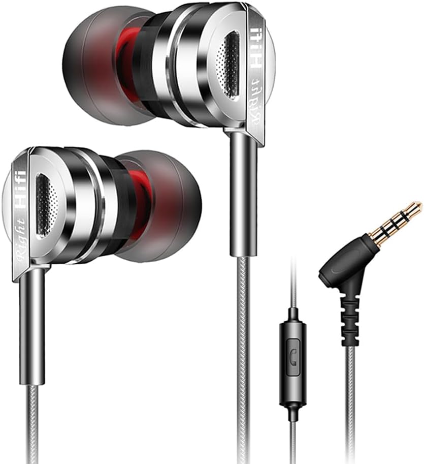 DM9 In Ear Monitor Headphones, Noise Cancelling Earplugs with Microphone, Wired, Silver