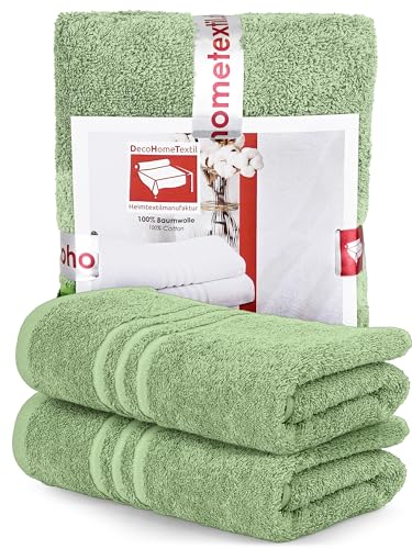 DecoHomeTextil Handtuch-Set 2 Handtücher in Salbeigrün aus 100% Baumwolle, hochwertig, kuschelweich und saugstark