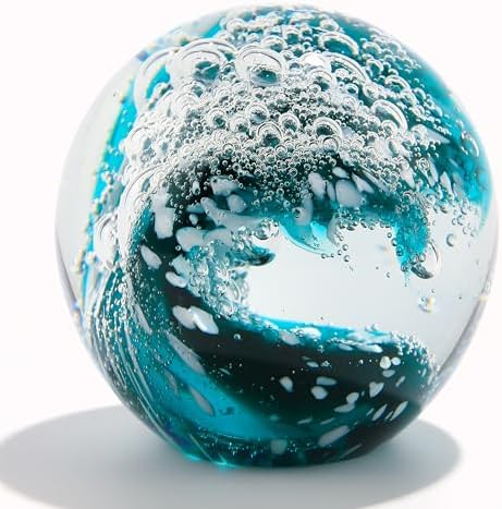 Qianwei Hand Blown Ocean Waves Crystal Ball - Glass Fiji