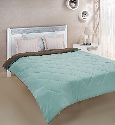 Image of Amazon Brand - Solimo Microfibre Reversible Comforter, Single (Sky Blue & Taupe Grey, 200 GSM)