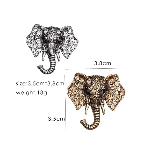 2PCS Animal Brooch Vintage Alloy Inlaid Rhinestone Female Elephant Collar Brooch Pin Badge for WOMEN - Image 7
