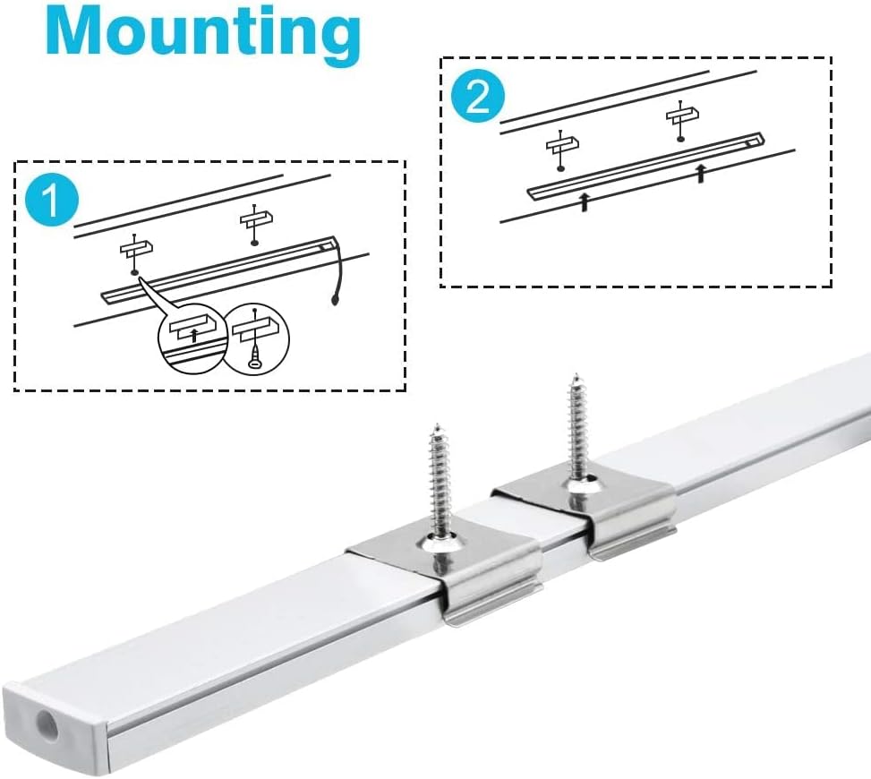 12-Pack,3.3ft/1 Meter,Silver Led Aluminum Profile U-shape with Milky White Cover.LED Channels and Diffusers with End Caps and Mounting Clips for Flex/Hard LED Strip Light Installations(U shape 12pack)