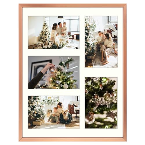 Golden State Art 11x14 Collage Frame for 5 4x6 Photos Rose Gold 1 Pack