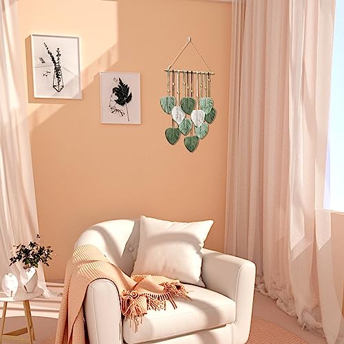 Suspensão de parede de macramê, tapeçaria de parede de folha de macramê, arte de parede de macramê,