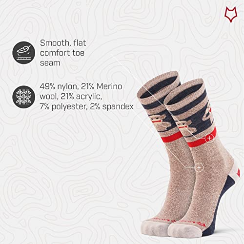 Fox River Women's Red Heel Monkey Friends Merino Wool Crew Socks4