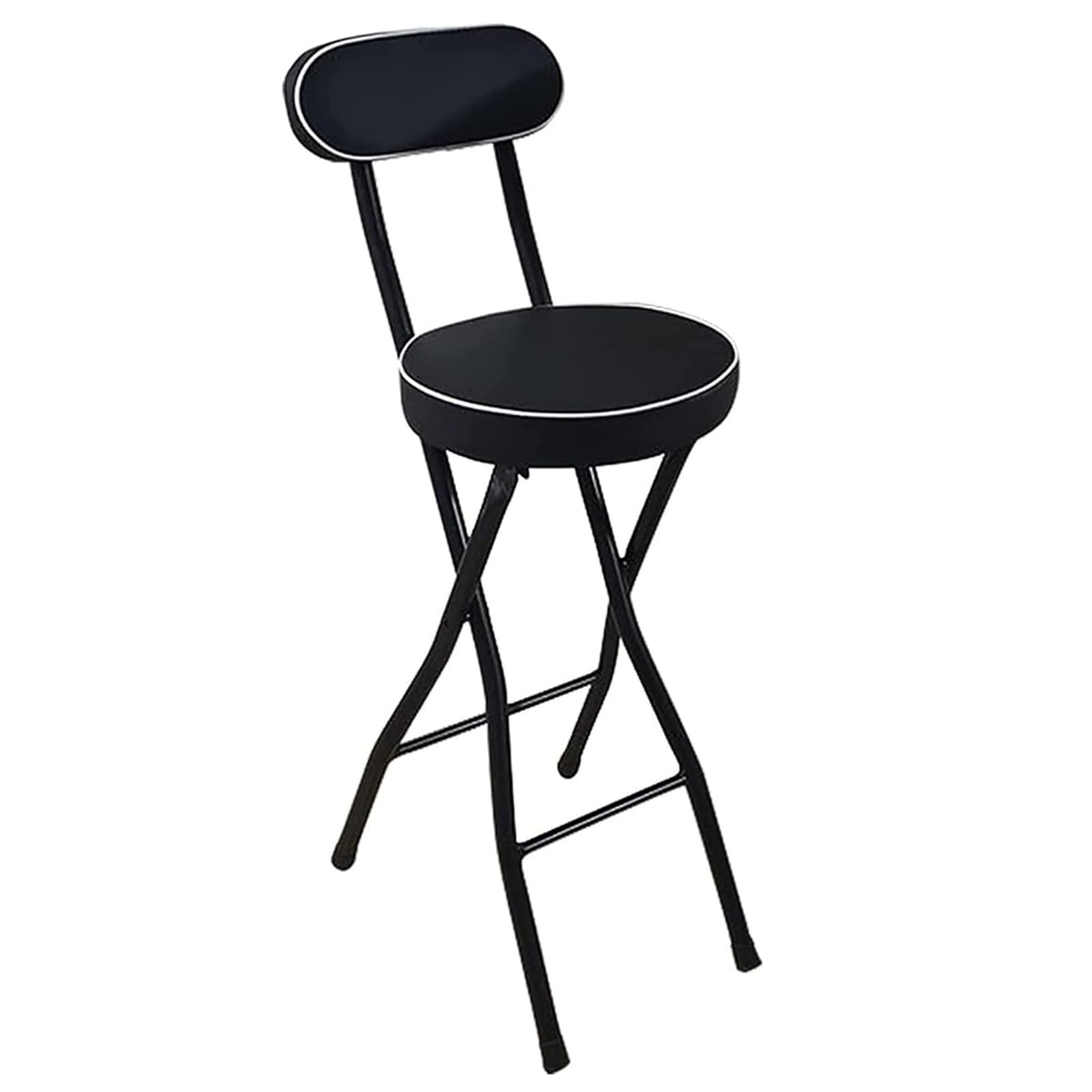 Thyle Sgabello Da Bar Pieghevole Con Schienale, Imbottito In Similpelle Nera, Altezza Bancone (64,8-74,9 Cm), Per Cucina, Campeggio E Negozio - 3