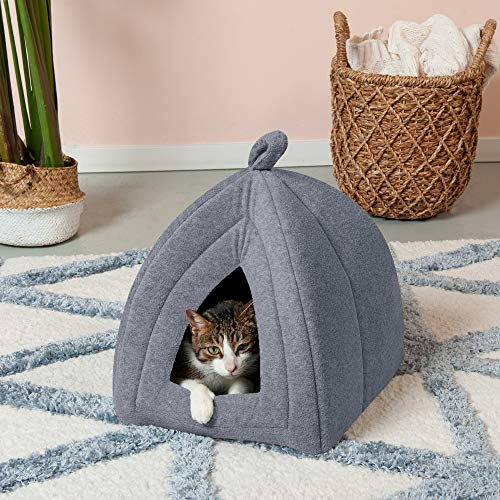 Furhaven Barraca dobrável para animais de estimação de lã polar - cinza urze, tamanho único