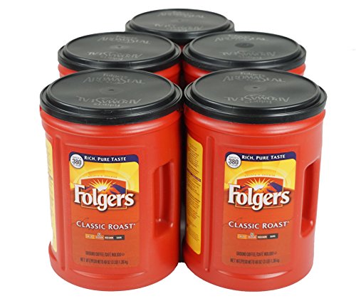 Image of Folgers Classic Medium Roast Coffee, 5-Pack of 48 Ounce Cans