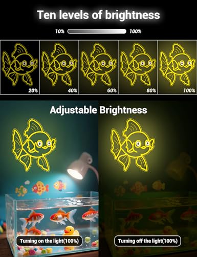 Image of Neon Sign for Bedroom, USB Goldfish Ocean Neon Light Signs for Wall Decor Dimmable LED Marine Decor Gift for Man Cave /Classroom /Angler with Hanging Kit (Goldfish)