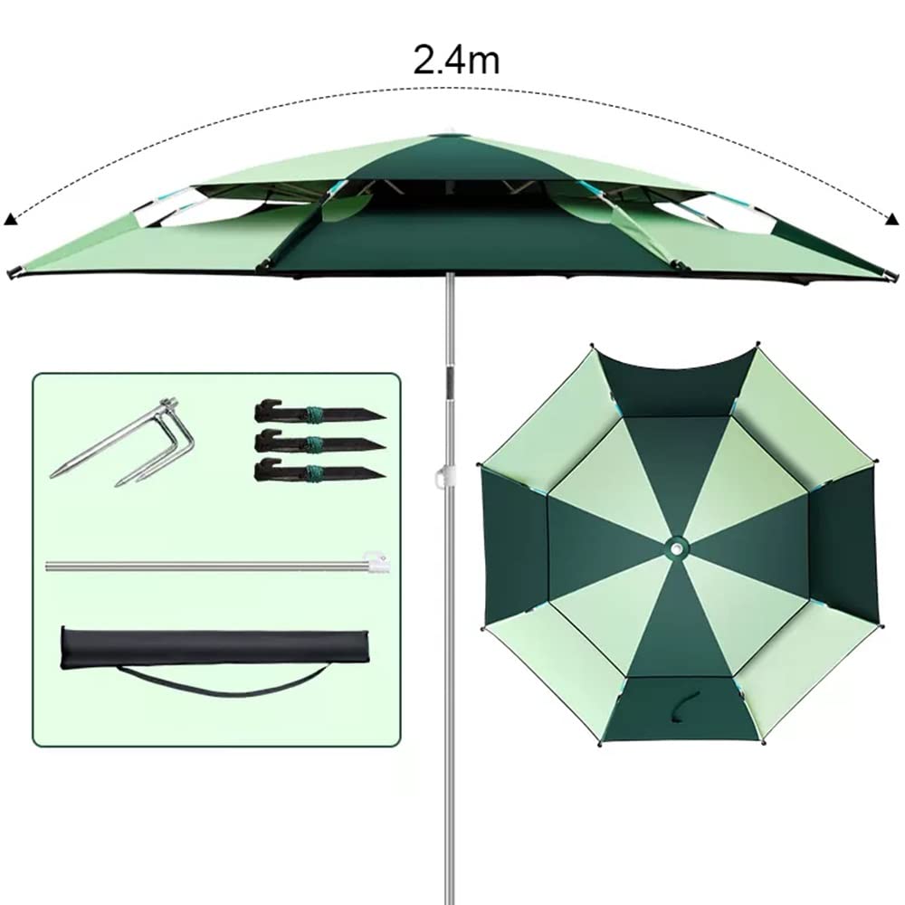 Wielokolorowy parasol wędkarski z kotwicą piaskową o 360° Obrotowa osłona przeciwsłoneczna na słońce Cień Wiatroodporny parasol ogrodowy - 200 cm / 6,5 stopy