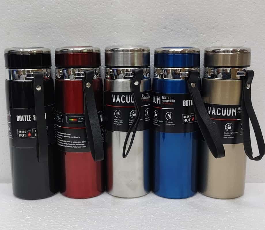 Image of Stainless Steel Vacuum Insulated Water Bottle | Double Wall Flask for Hot & Cold Beverages | Leakproof Travel Bottle for Office, Gym, School & Outdoor | Silver | (Red, 800 Ml)