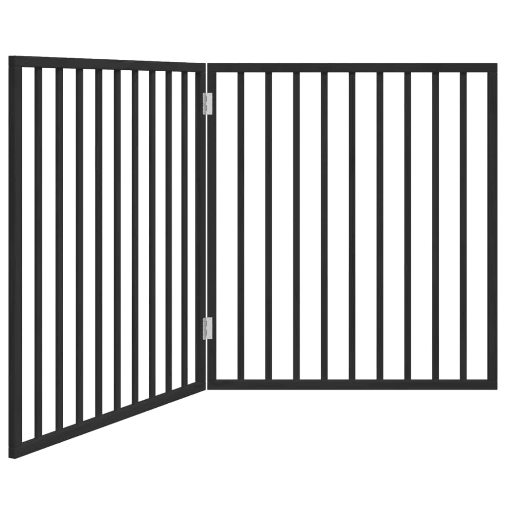 vidaXL Cancelletto per cani pieghevole 2 pannelli nero 160 cm in legno di pioppo
