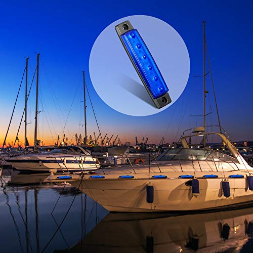 12 Pieces Boat Navigation Lights 6 Led Marine Boat Lights 12V Waterproof Navigation Lights For Yacht Fishing Pontoon Boat (Blue) #TOP1