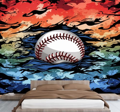 Papier peint amovible baseball pour masquer et decorer un grand mur