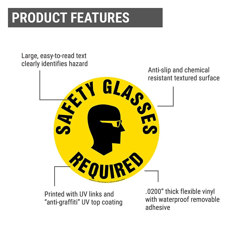 Safety Glasses Required Sign Caution Eye Protection Required Sign - 1 Sign  Shop Mighty Line Safety Floor Tape Employees Only Floor Tape, image size:1000x1000
