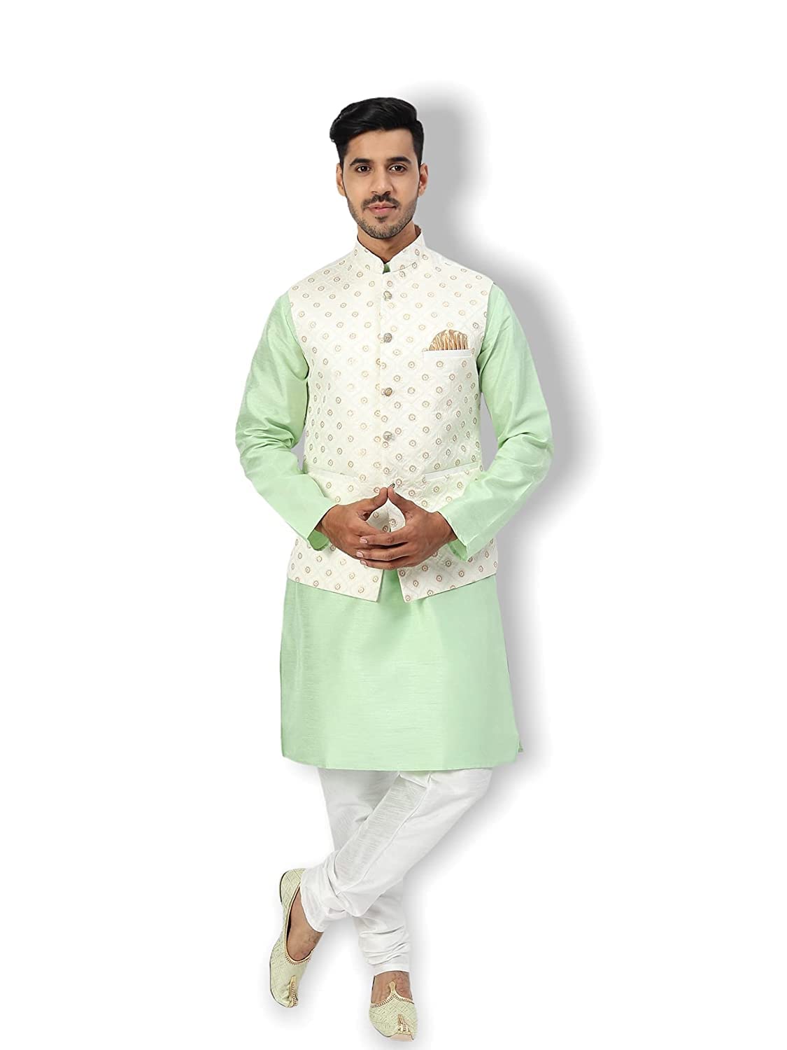 Men's Silk Blend Kurta Pajama with Designer Ethnic Nehru Jacket/Modi Jacket-picture-31