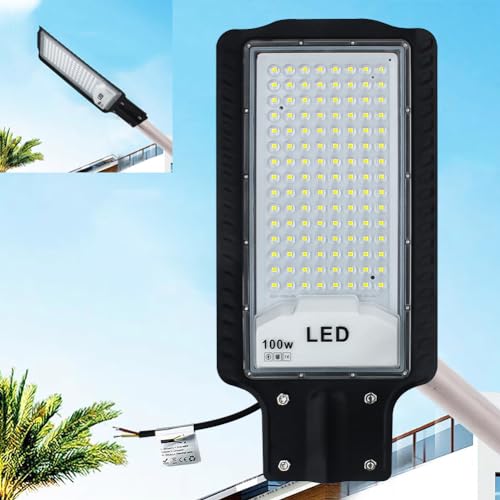 100W Lampione LED 6500K Super Luminoso Luce stradale a LED,IP66 Faretto LED da Esterno Consumo Basso Faretti LED per illuminazione di giardini,parcheggio luce strada scuola Giardino Magazzino