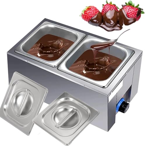 WhFKLca Templadora De Chocolate, MáQuina para Derretir Chocolate De 2 Tanques con Control De Temperatura (30-85 °C), Capacidad De 2 * 2,5 L, 800 W, para Chocolate/Leche/Crema/Velas/Jabones